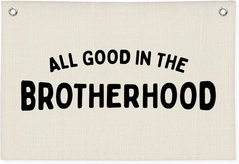 PLKMN Boy Nursery Decor, Playroom Wall Decor, Brotherhood Canvas Banner Wall Hanging Flag for Nursery Classroom Playroom Kids Room, Playroom Essentials - Image 1